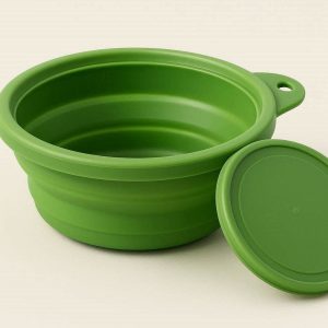 11 Large Collapsible Silicone Camping Bowl with Lid 17oz Expandable Outdoor Food Container Portable Lightweight Dish for Backpacking Trekking Green