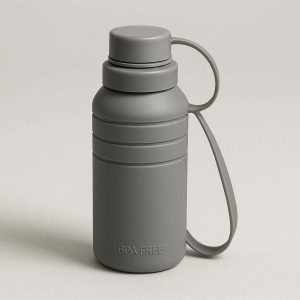 13 Ultra Thin Collapsible Silicone Water Cup for Travel and Sport BPA Free Portable Drinking Bottle with Leak Proof Cap for Gym Running Gray