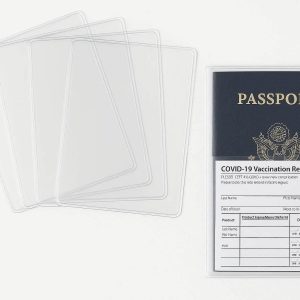 20 Minimalist Clear Plastic Passport Covers Set of 5 Transparent Waterproof PVC Protectors for Passport and Vaccination Card Organization