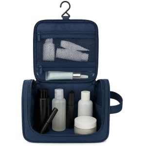 25 Waterproof Travel Toiletry Bag with Hanging Hook Large Capacity Makeup Cosmetic Organizer for Women and Men Travel Essentials Navy Blue