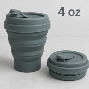 15 Foldable Silicone Espresso Cup 4oz Mini Collapsible Travel Mug for Commuters and Hikers Pocket Sized Reusable Coffee Cup with Leak Proof Lid