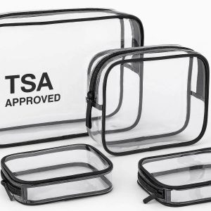 26 Clear PVC Travel Makeup Bags Set of 3 TSA Approved Cosmetic Toiletry Pouches with Zippers for Airport Security Organization Multi Size